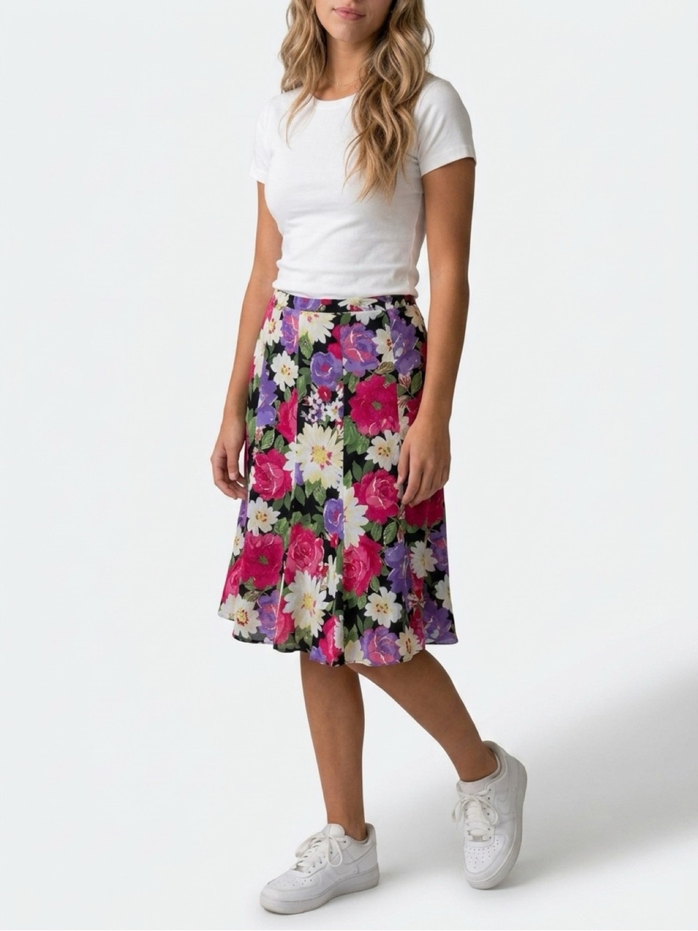 Kim Rogers Women's Floral A-Line Midi Skirt Multicolor Size M - Picture 8 of 8